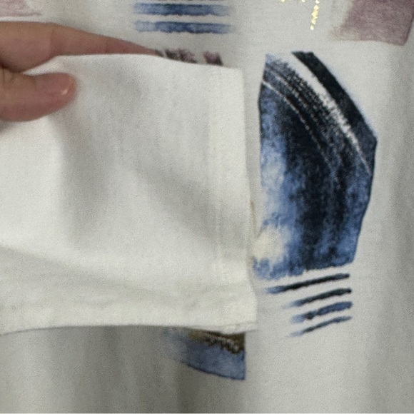 Chico's sz 2 (lg.) long sleeved tee shirt, off white, abstract design, fall - Picture 4 of 8
